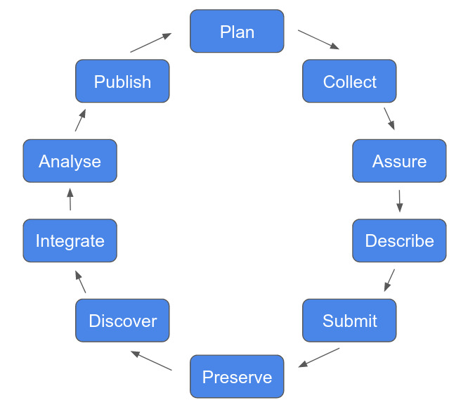 The data life cycle for modern biodiversity research.